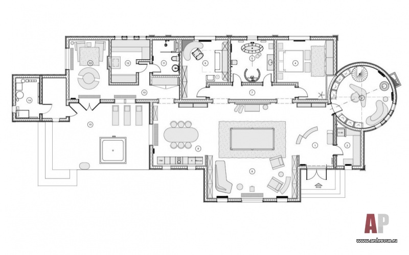 Планировка гостевого дома. Общая площадь – 286 кв. м