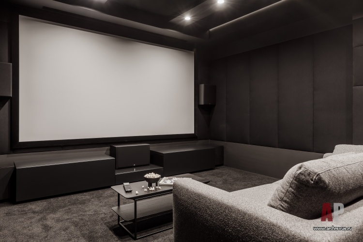 Фото интерьера домашнего кинотеатра квартиры в современном стиле