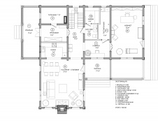 План первого этажа двухэтажного деревянного дома, 220 кв. м.