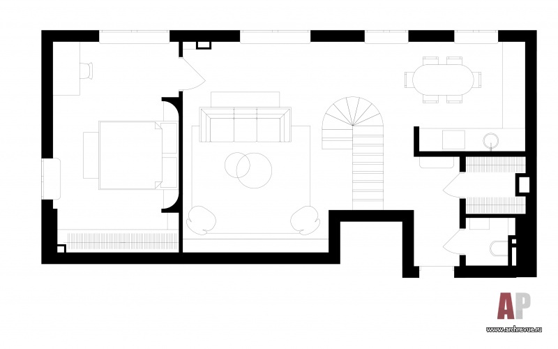 План квартиры с лестницей.