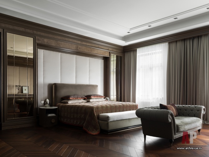Фото интерьера спальни дома в стиле неоклассика