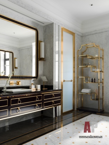 Фото интерьера санузла дома в стиле неоклассика