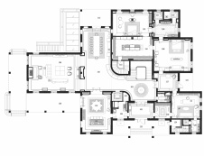 План первого этажа двухэтажной виллы. Общая площадь – 1728 кв. м.