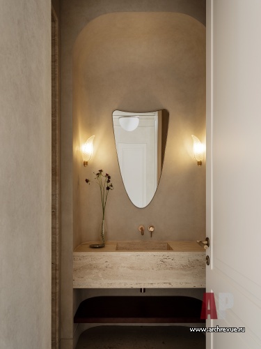 Фото интерьера гостевого санузла дома в стиле ар-деко