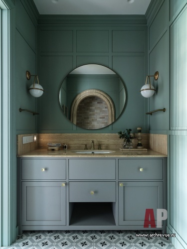 Фото интерьера гостевого санузла квартиры в стиле неоклассика