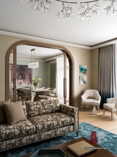 Фото интерьера гостиной квартиры в стиле фьюжн