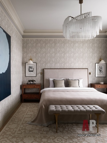 Фото интерьера спальни квартиры в стиле фьюжн 