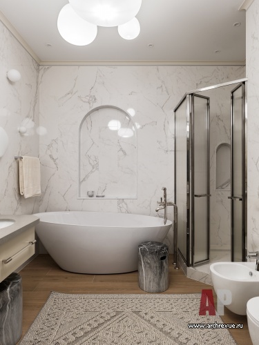 Фото интерьера ванной квартиры в стиле фьюжн 