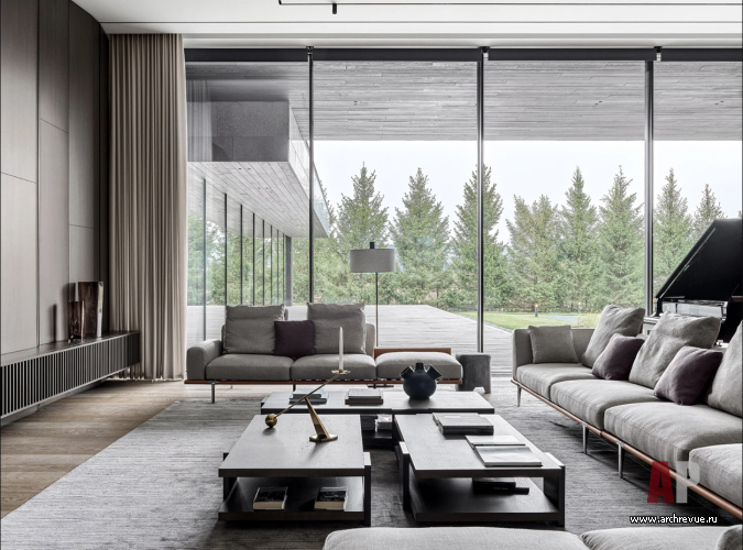 Фото интерьера гостиной дома в современном стиле 