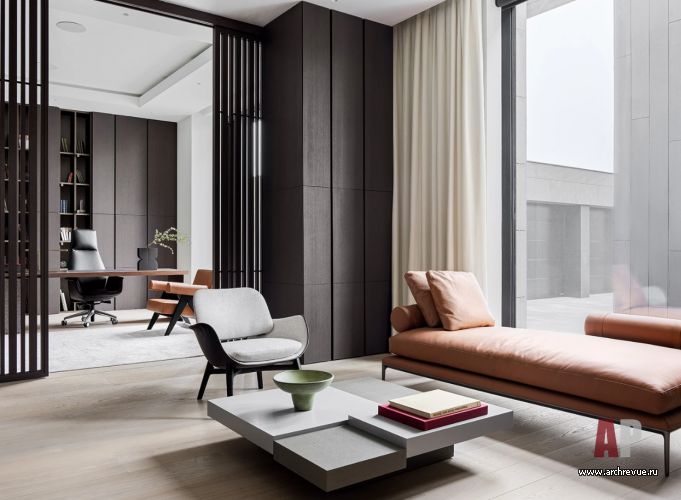 Фото интерьера кабинета дома в современном стиле 