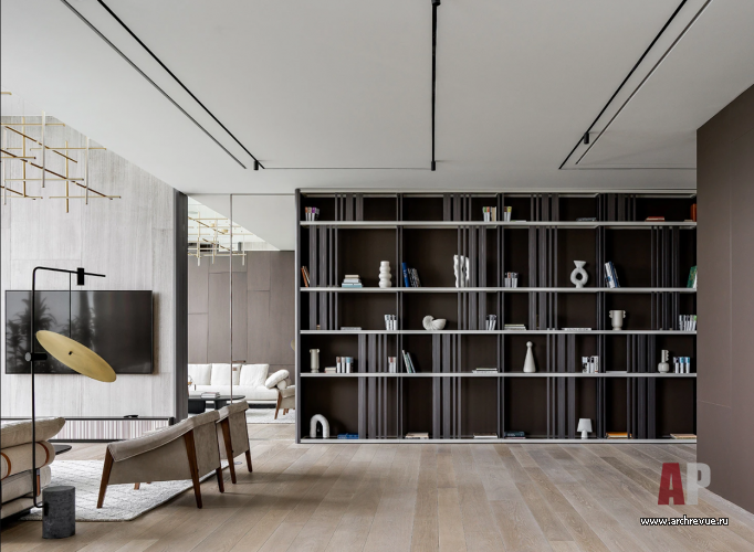 Фото интерьера библиотеки дома в современном стиле 