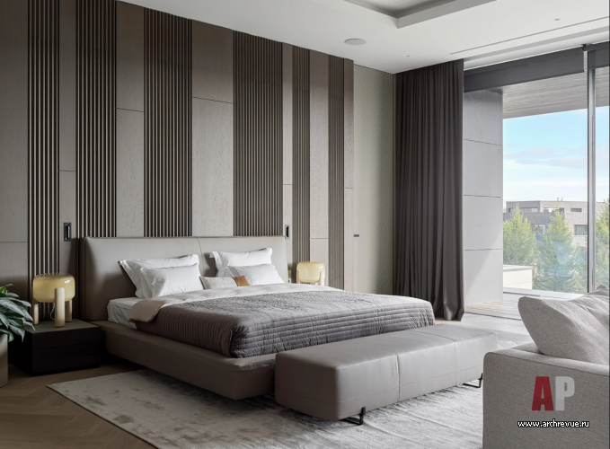 Фото интерьера спальни дома в современном стиле 