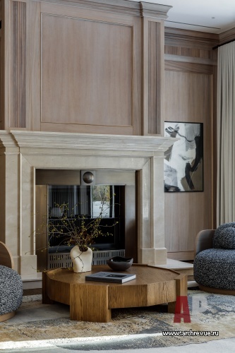 Фото интерьера каминной дома в стиле неоклассика