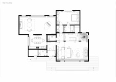 План первого этажа двухэтажного деревянного дома. Общая площадь – 253 кв. м.