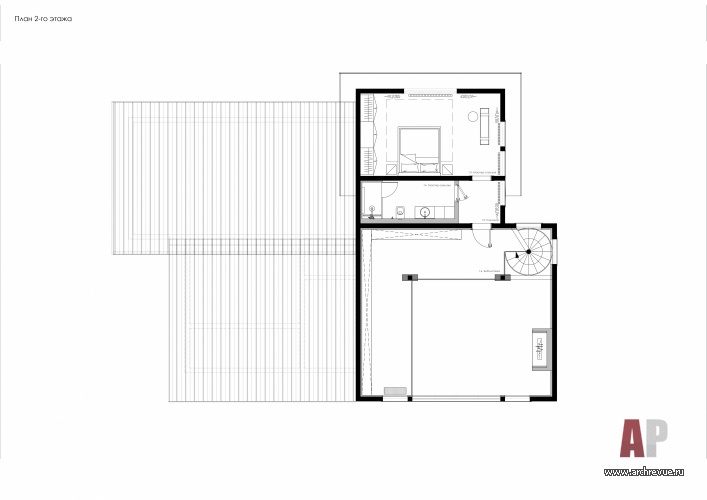 План второго этажа двухэтажного деревянного дома. Общая площадь – 253 кв. м.