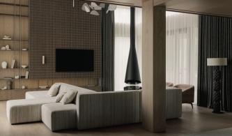 Дом с отражениями сосен и воды 