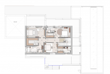 План второго этажа двухэтажного деревянного дома. Общая площадь – 490 кв. м.