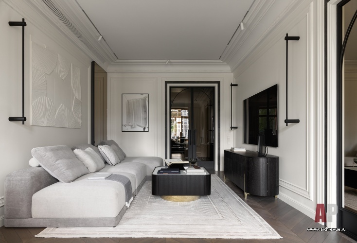 Фото интерьера зоны отдыха квартиры в стиле неоклассика