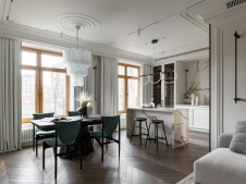 Фото интерьера кухни квартиры в стиле неоклассика 