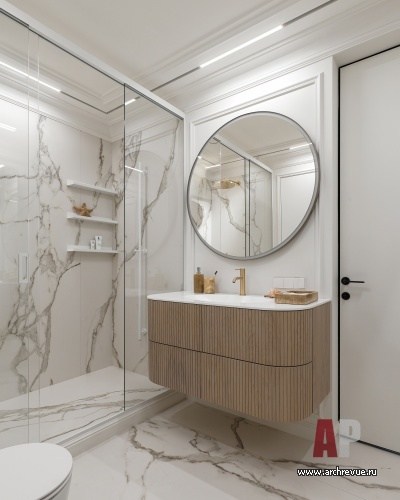 Фото интерьера санузла квартиры в стиле неоклассика