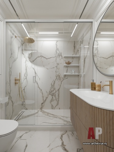 Фото интерьера санузла квартиры в стиле неоклассика