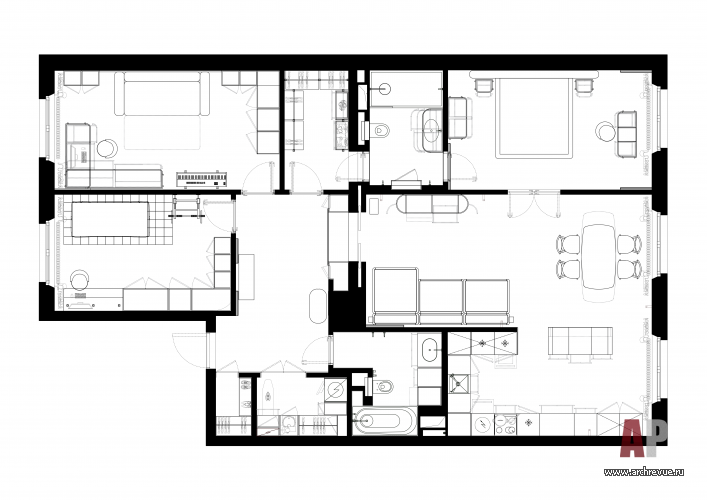 Планировка 3-х комнатной квартиры в ЖК Neva House, Санкт-Петербург