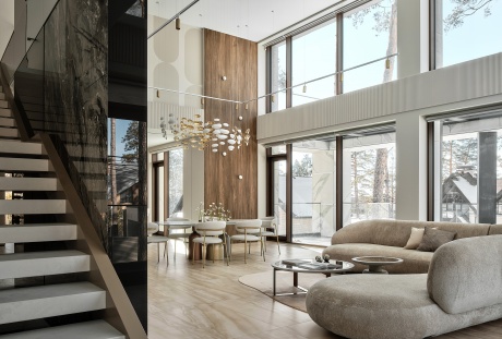 Светлый дом с природными фактурами 