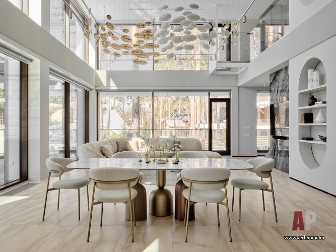 Фото интерьера столовой дома в стиле фьюжн