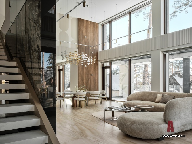 Фото интерьера лестничного холла дома в стиле фьюжн