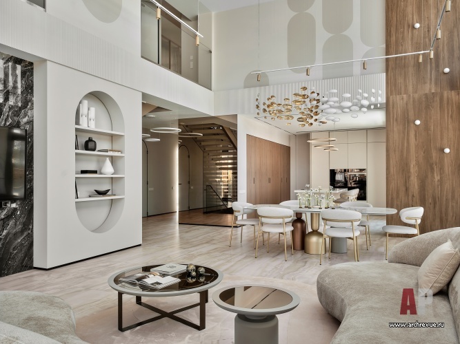 Фото интерьера гостиной дома в стиле фьюжн