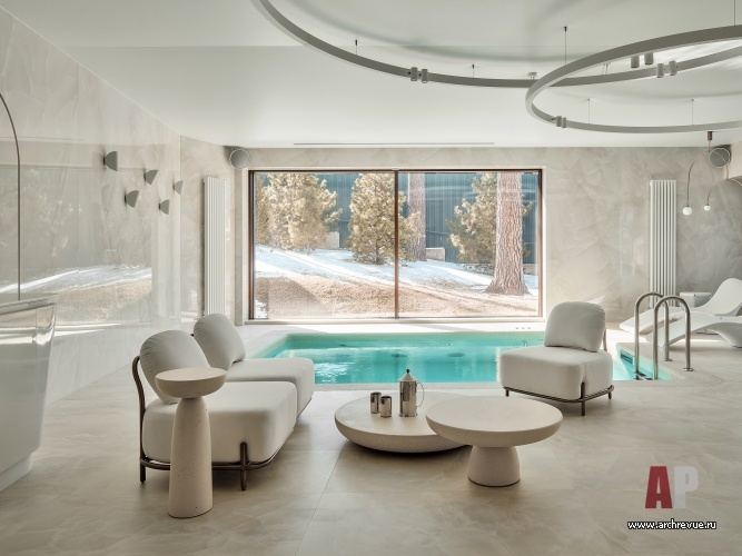 Фото интерьера бассейна дома в стиле фьюжн