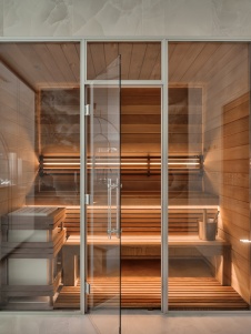 Фото интерьера сауны дома в стиле фьюжн