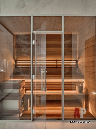 Фото интерьера сауны дома в стиле фьюжн
