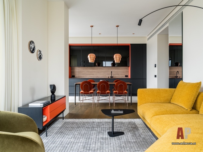 Фото интерьера гостиной квартиры в стиле фьюжн