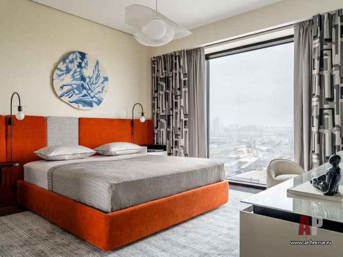 Фото интерьера спальни квартиры в стиле фьюжн