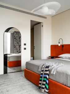 Фото интерьера спальни квартиры в стиле фьюжн 