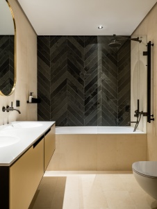 Фото интерьера ванной квартиры в стиле фьюжн 