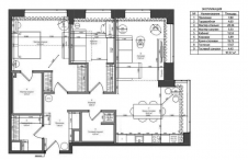 Планировка 3-х комнатной квартиры панорамной высотке. Общая площадь – 101 кв. м.
