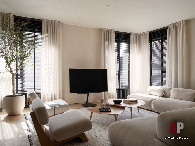 Фото интерьера гостиной квартиры в современном стиле
