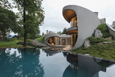 Бионический дом с зеленой кровлей 