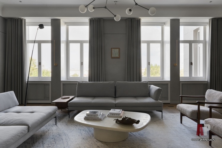 Фото интерьера зоны отдыха квартиры в стиле неоклассика