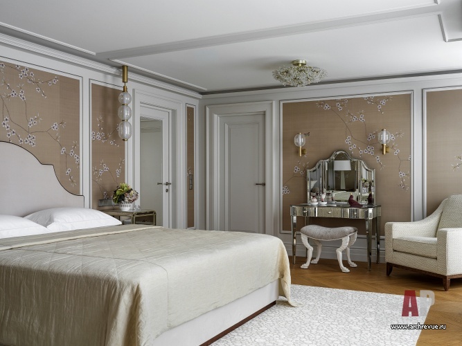 Фото интерьера спальни квартиры в стиле неоклассика
