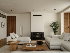 Фото интерьера каминной квартиры в стиле минимализм