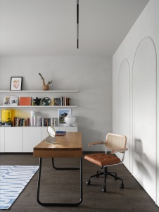 Фото интерьера кабинета деревянного дома в скандинавском стиле