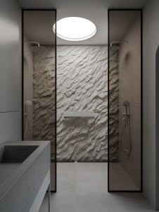 Фото интерьера санузла деревянного дома в скандинавском стиле