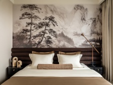 Фото интерьера спальни квартиры в стиле фьюжн