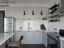 Фото интерьера кухни квартиры в стиле неоклассика