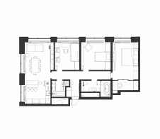 Планировка 4-х небольшой комнатной квартиры для семьи с двумя детьми.