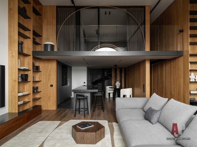 Фото интерьера гостиной квартиры в стиле лофт