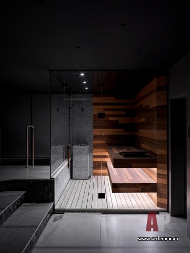 Фото интерьера сауны дома в стиле минимализм